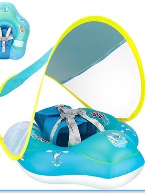 Inflatable Baby Float with Canopy - Blue